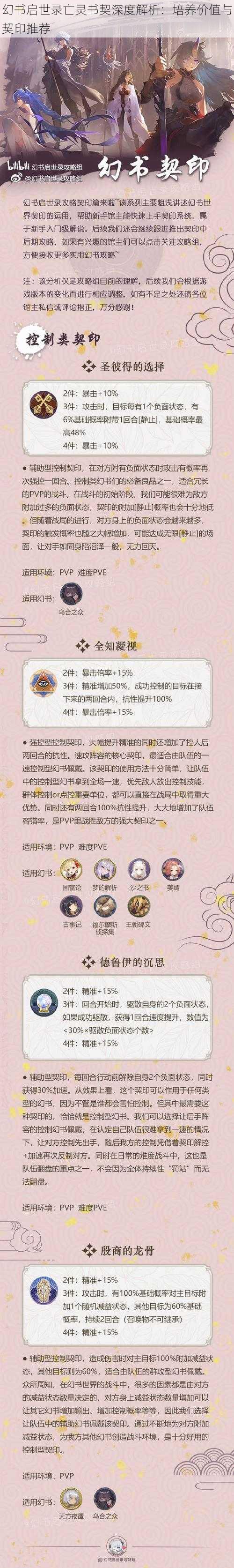 幻书启世录亡灵书契深度解析：培养价值与契印推荐