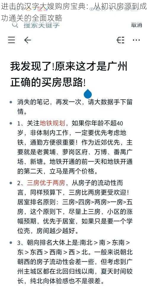 进击的汉字大嫂购房宝典：从初识房源到成功通关的全面攻略